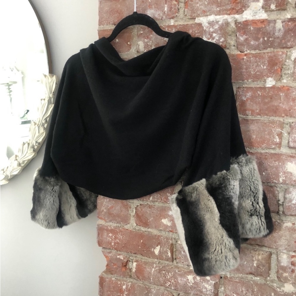 Harrison Morgan Genuine beautiful soft Fur, Cashmere Shrug ,shawl,sweater FINAL